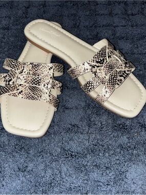 Universal Thread Neutral Snake-Print Braided Slide Sandals